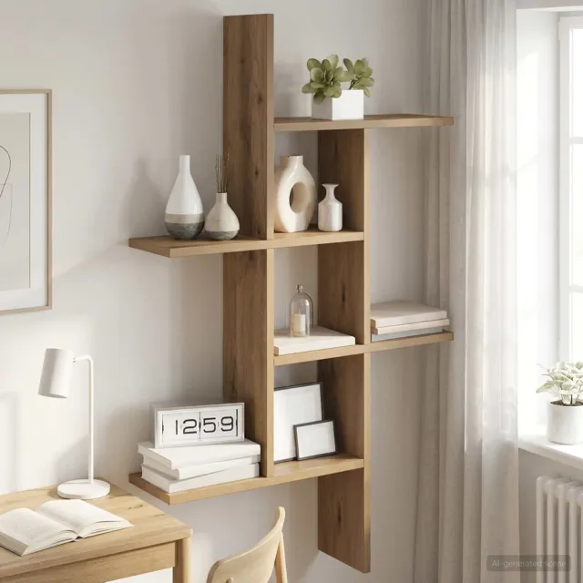 vidaXL Wandplank Artisanaal eiken 61 x 15 x 102 cm Bewerkt hout Bruin