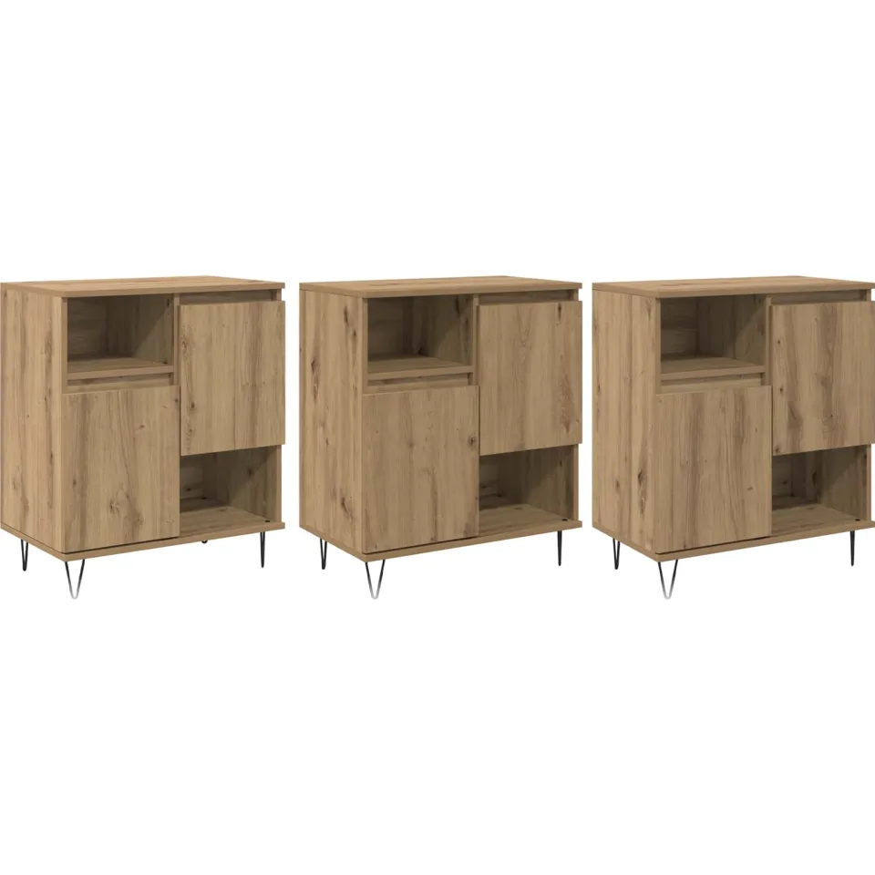 vidaXL Dressoir 3 st Artisan Eiken 60 x 35 x 70 cm, foto 3