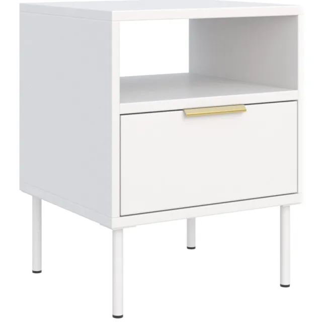 Selsey Vena – nachtkastje met lade en nis, wit, 45 cm