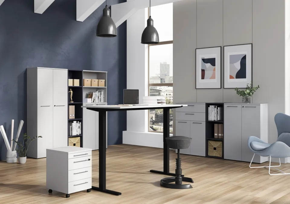 Elektrisch Bureau Ergonoma Lichtgrijs Zwart 180 CM, foto 2