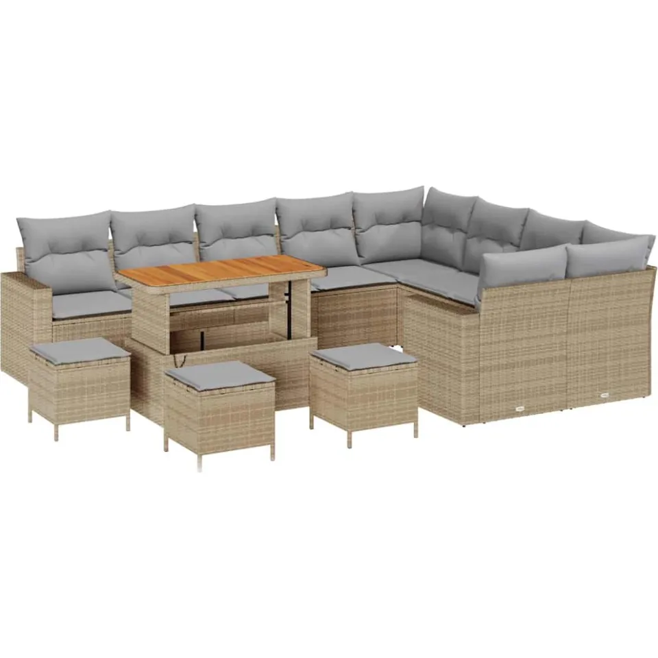 vidaXL Tuinbankenset 13 st Beige poly rattan