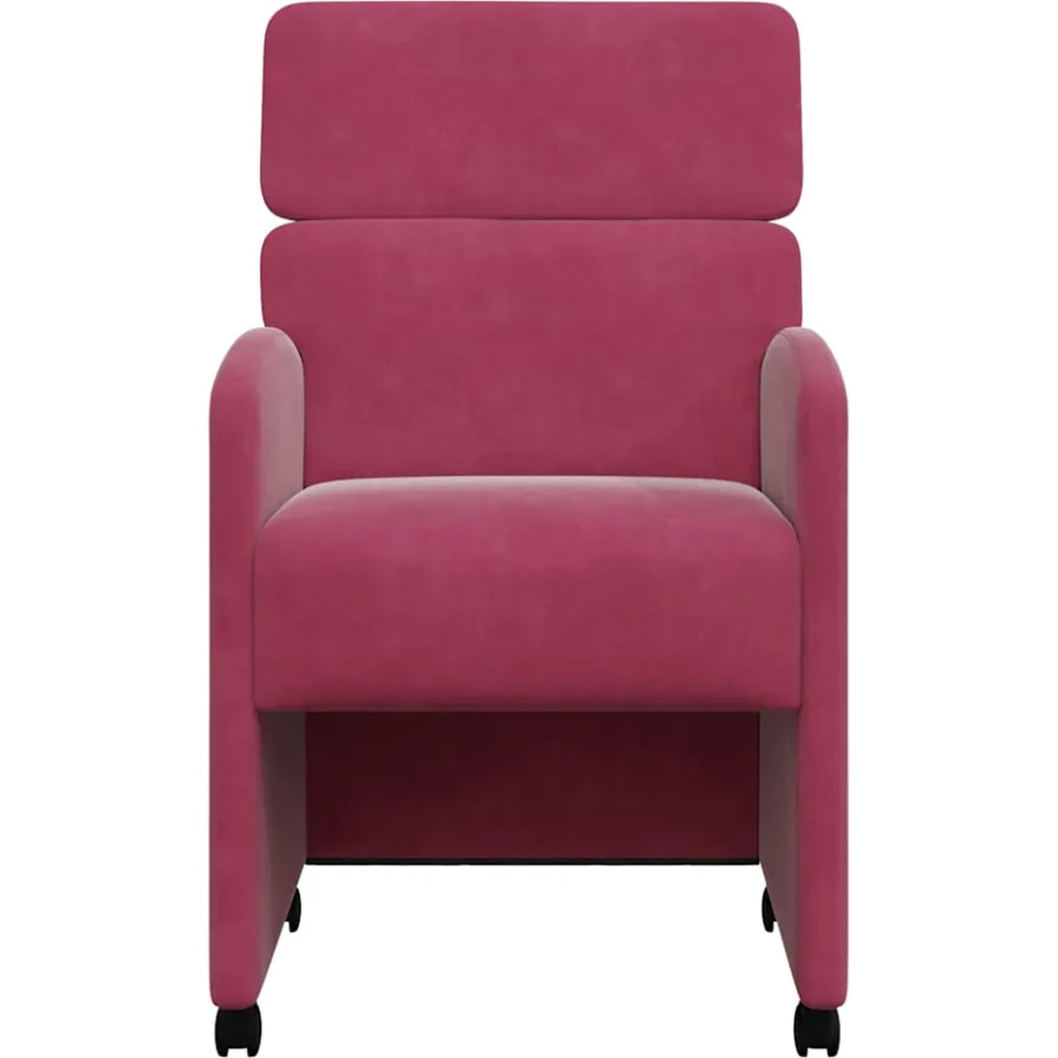 vidaXL Eetkamerstoelen met Wieltjes 2 st Fluweel Wijnrood, foto 4