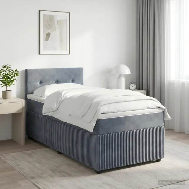 vidaXL Boxspringbed met matras Donkergrijs 90 x 190 cm Fluweel