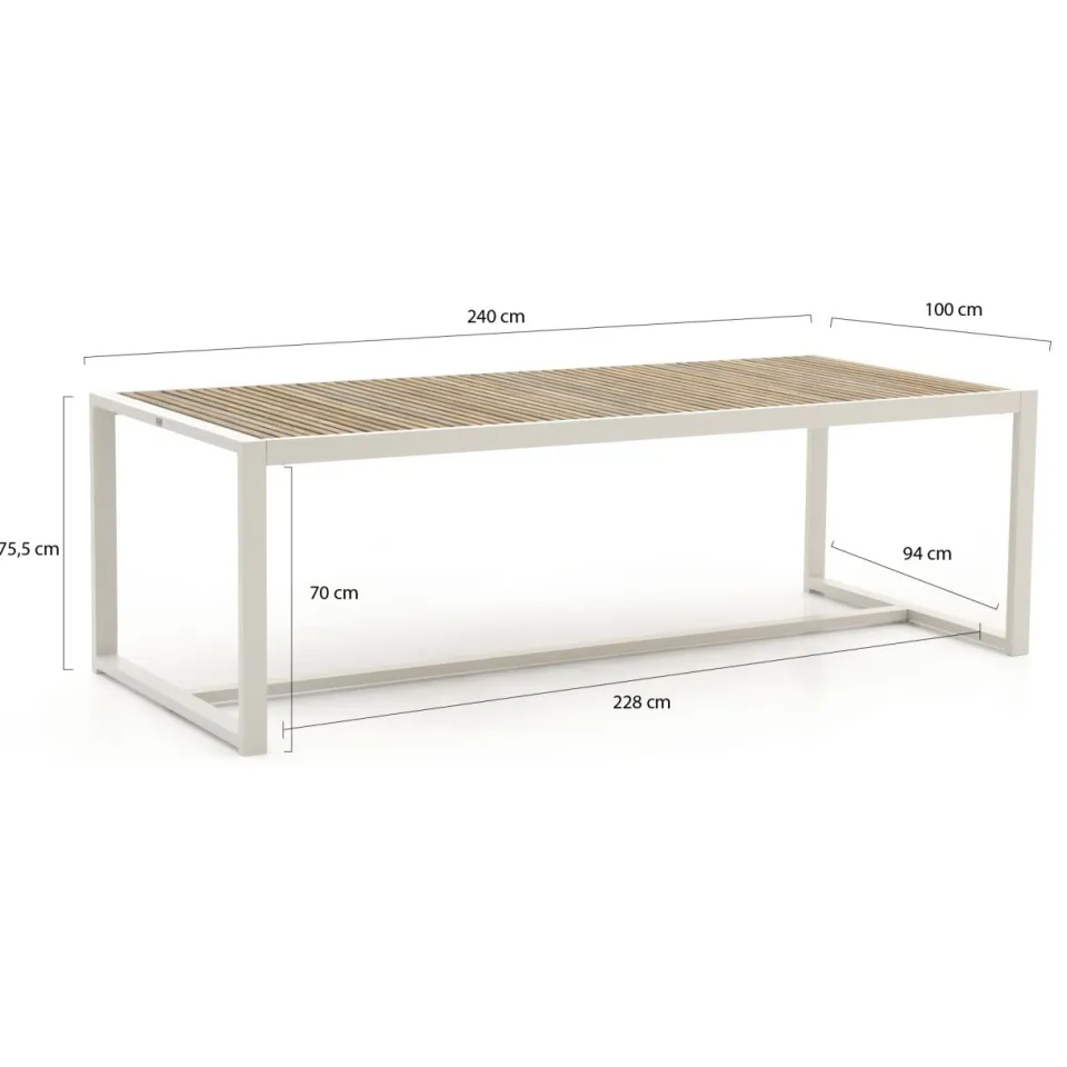 Bellagio tuinmeubelen Bellagio Cadora dining tuintafel 240x100x75cm bruin, foto 2