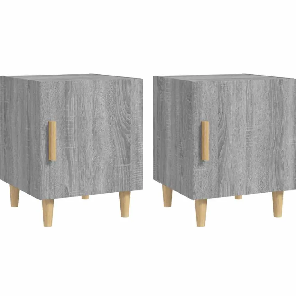 vidaXL Nachtkastjes 2 st bewerkt hout grijs sonoma eikenkleurig