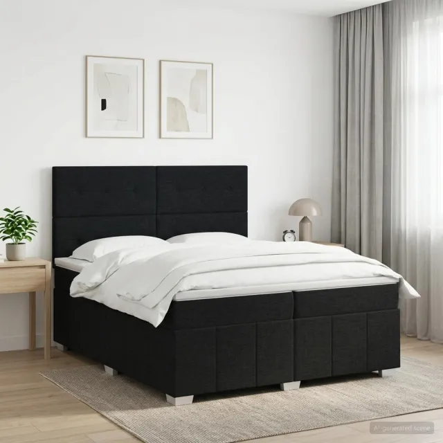 vidaXL Boxspringbed met matras met hoofdeinde Zwart 200 x 200 cm Stof