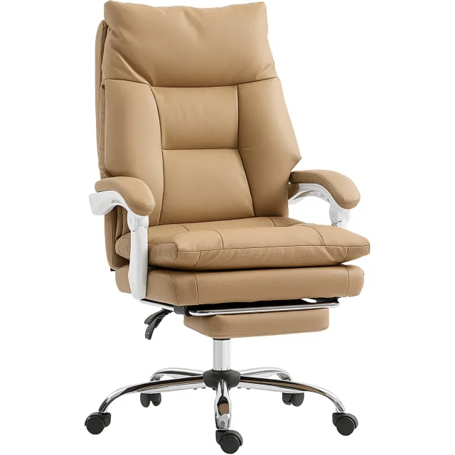Homona Ergonomische bureaustoel - Met voetensteun en hoofdsteun - In hoogte verstelbaar - 65 x 76 x 113-121 cm - Lichtbruin