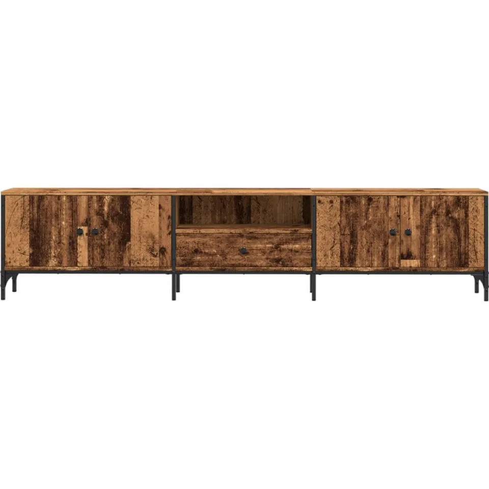 vidaXL Tv-meubel met lade 200x25x44 cm bewerkt hout oud houtkleurig Bruin