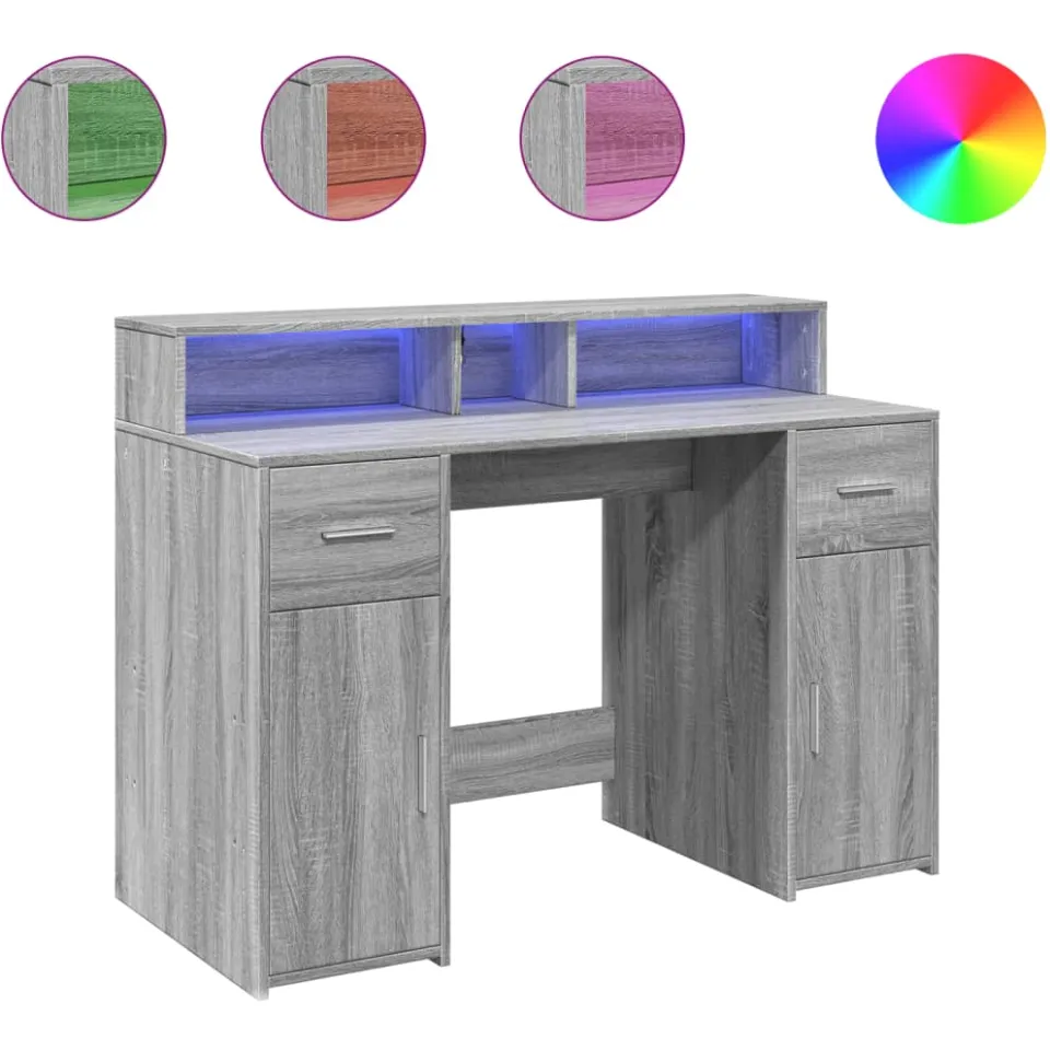 vidaXL Bureau Grijs Sonoma 120 x 55 x 91 cm Bewerkt hout, foto 3
