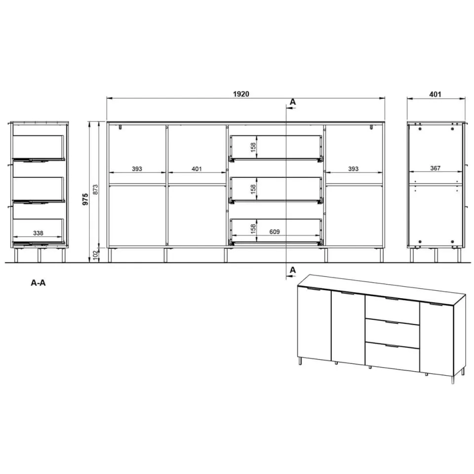 dressoir Amalfi grafiet-eiken, foto 4