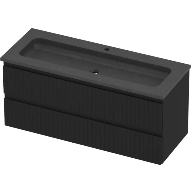 Proline Rollo Badmeubelset Hardsteen Elegant 1 Kraangat 120x46x54 cm Blue Stone Mat Zwart