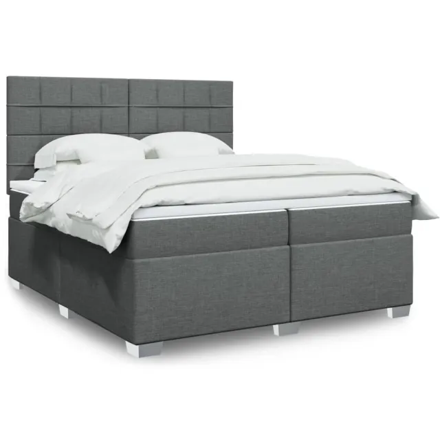 vidaXL Boxspring met matras stof donkergrijs 200x200 cm grijs