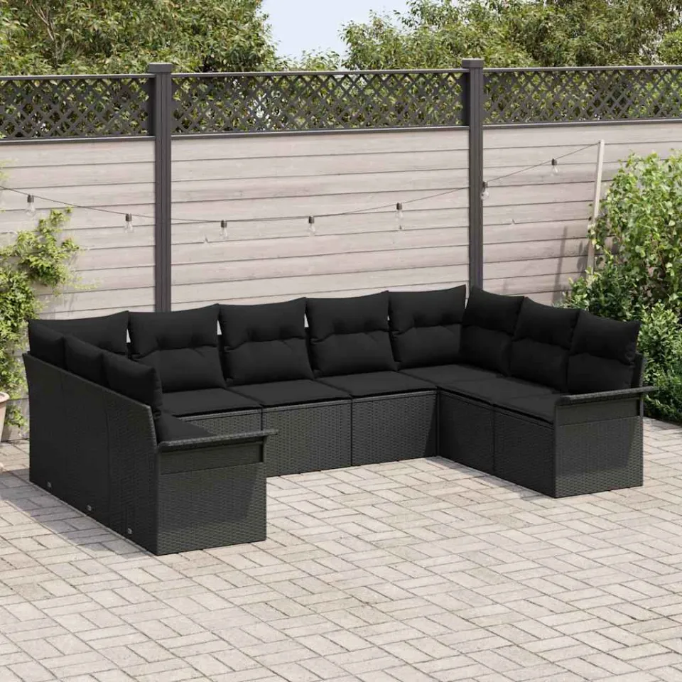 vidaXL Tuin Sofa Set 9 st Zwart poly rattan, foto 3
