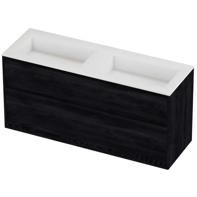 Proline Aristo Badmeubelset Polystone Elegant 140x46x67 cm Glans Wit Black Oak Eiken