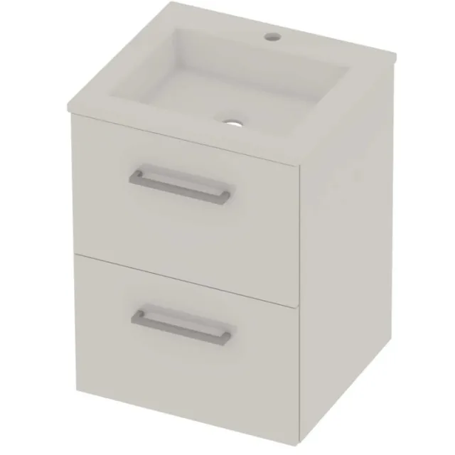 Basic-Line Aura 46 Badmeubelset Acryl 1 Kraangat Voor Grepen 50x46x62 cm Ice White Glans Wit