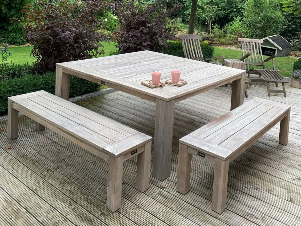 ROUGH Furniture ROUGH-X dining tuintafel 170x170x76cm bruin, foto 3