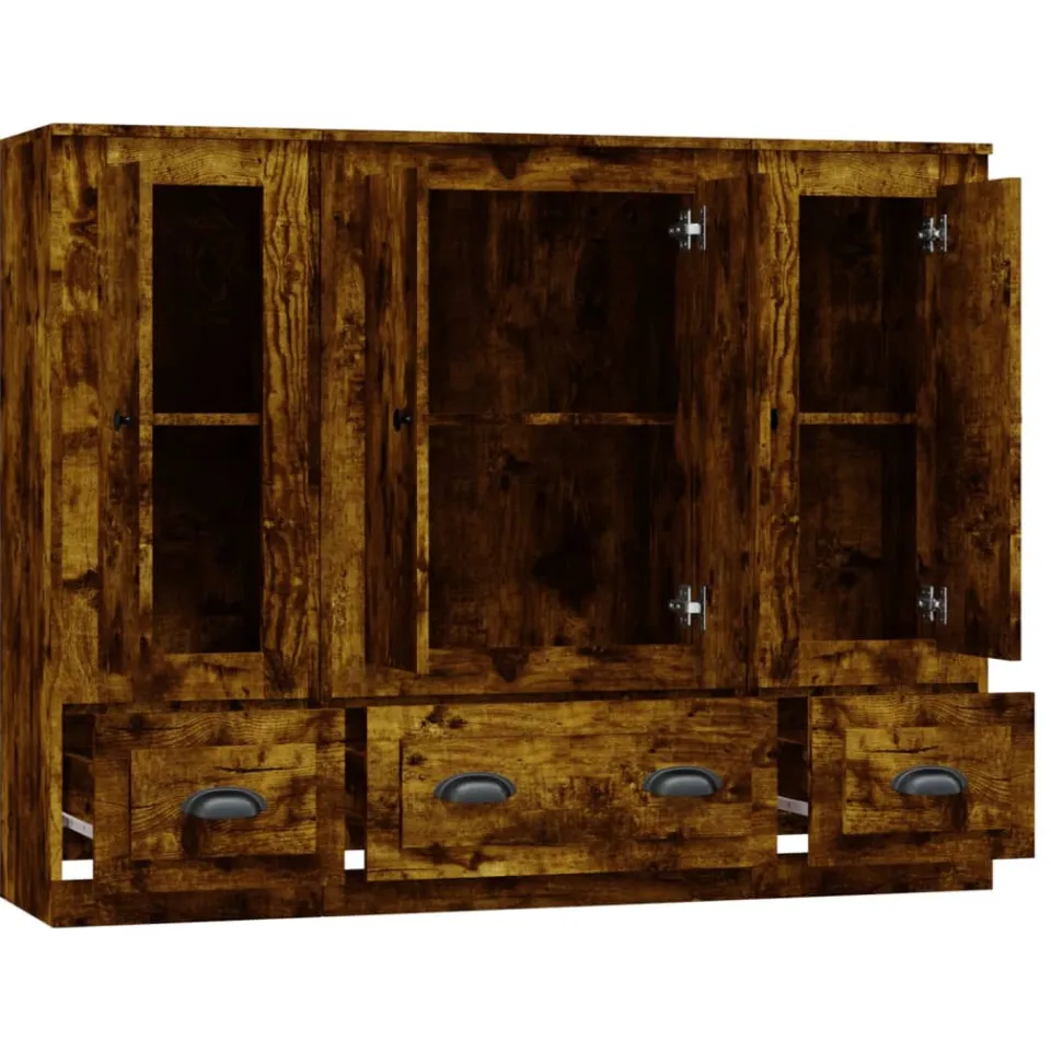 vidaXL Hoge kasten 3 st bewerkt hout gerookt eikenkleurig, foto 4