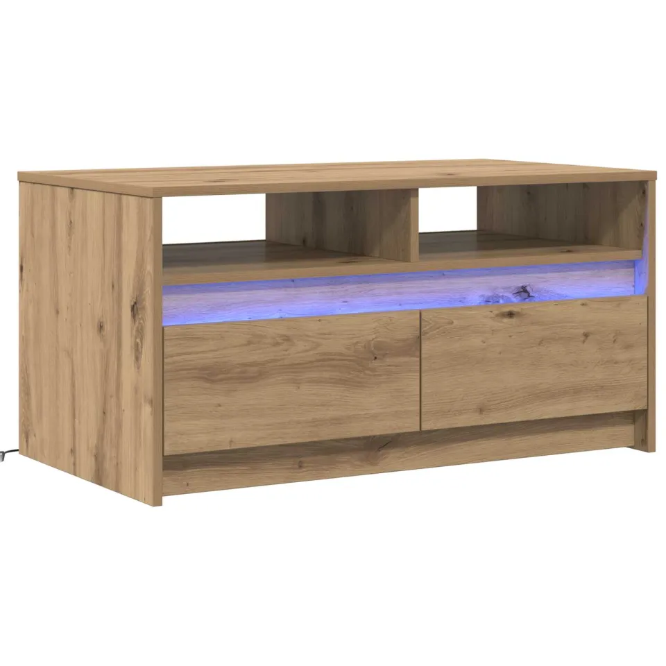 vidaXL Salontafel Ambachtelijk eiken 90 x 50 x 45 cm Bewerkt hout, foto 3