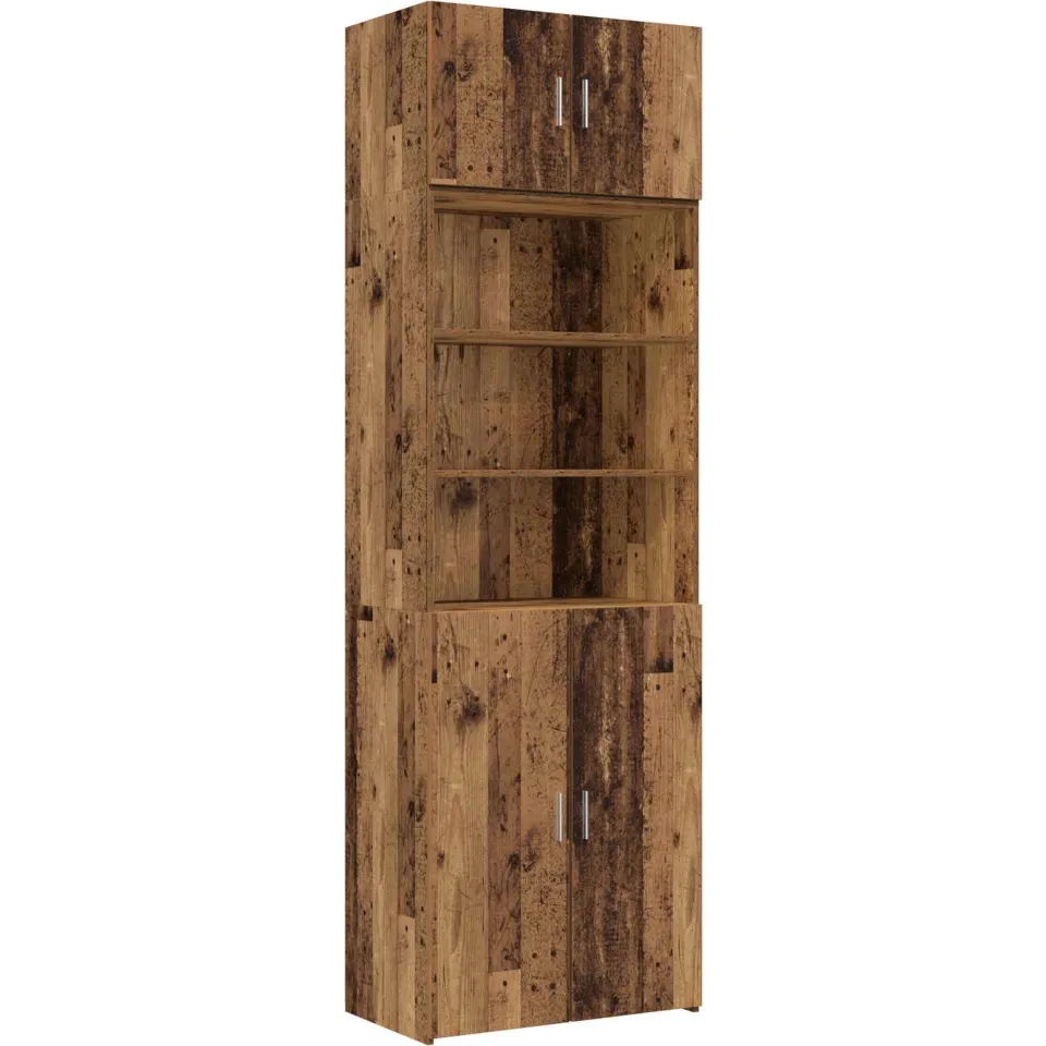vidaXL Opbergkast met Planken Oud hout 70 x 42,5 x 225 cm Bewerkt hout bruin, foto 3