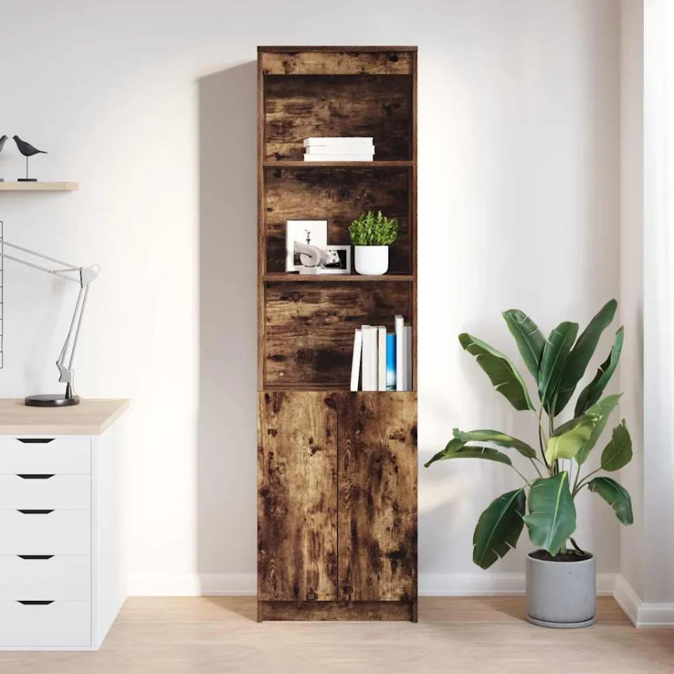 vidaXL Highboard 50x35x180 cm spaanplaat gerookt eikenkleurig, foto 2