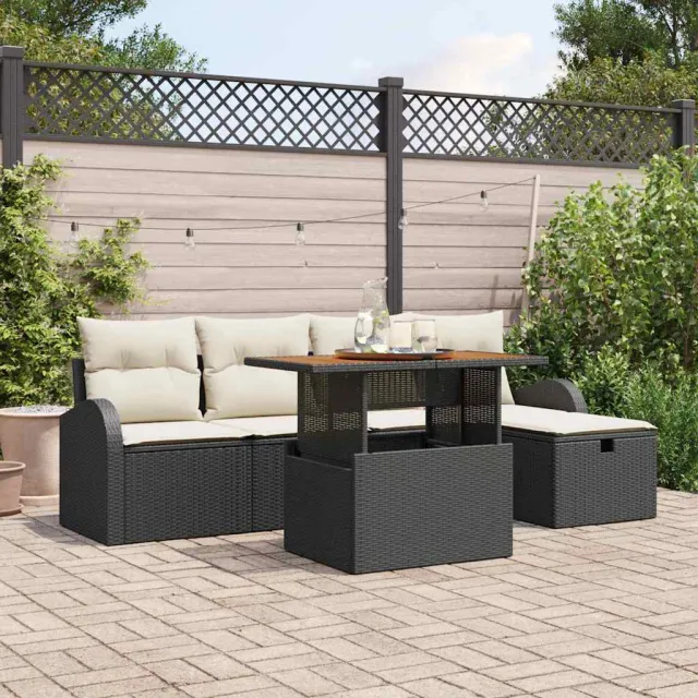 vidaXL Tuin Sofa Set 6 st Zwart poly rattan