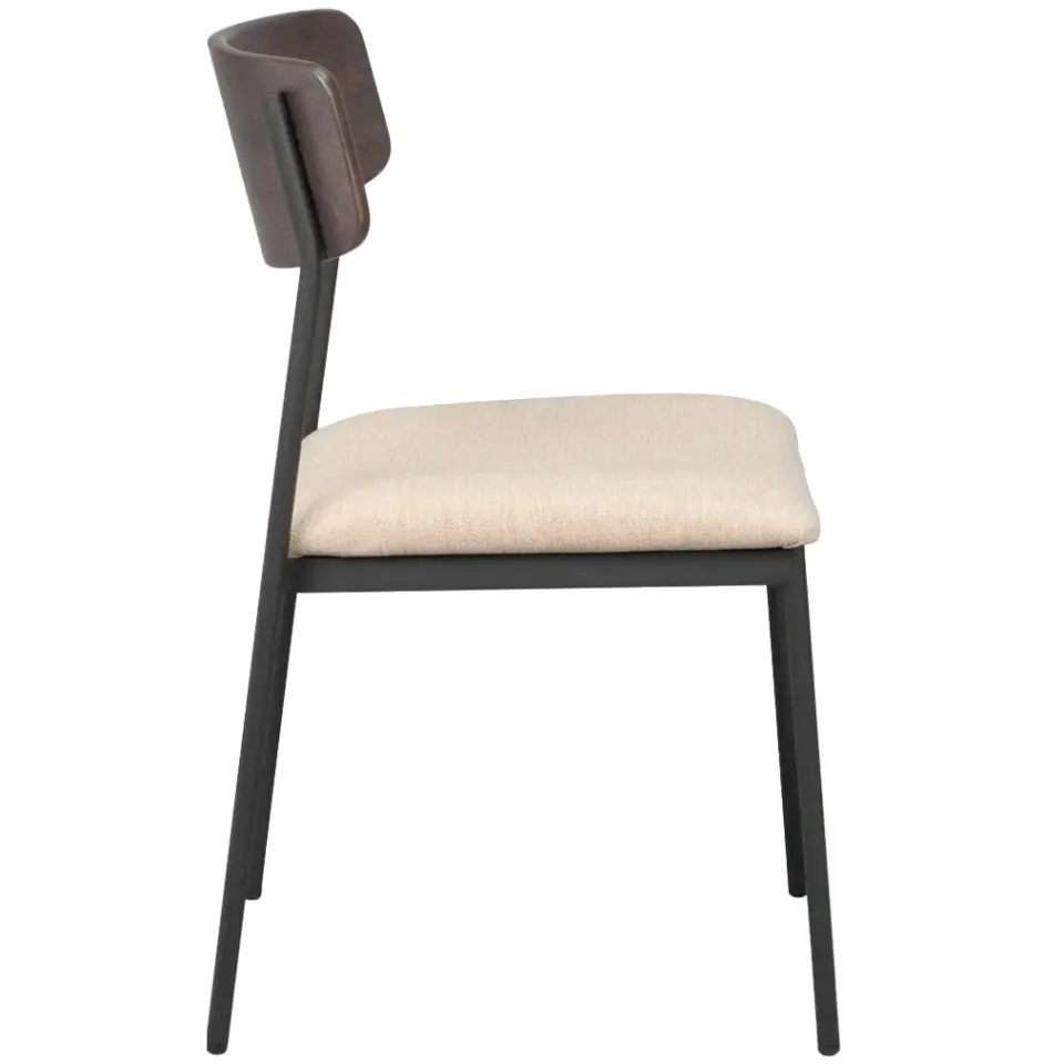 Rowico Home Maymont eetkamerstoel donkerbruin - met beige stoffen zitting, foto 3