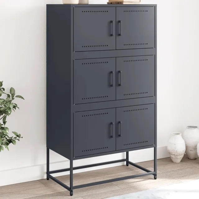 vidaXL Dressoir 68,5x38,5x123,5 cm staal antracietkleurig, foto 2