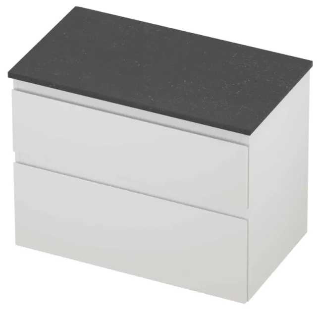 Proline Deck Badmeubelset Hardsteen Asymmetrisch 80x46x55 cm Blue Stone Mat Wit