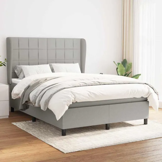 vidaXL Boxspring met matras stof lichtgrijs 140x190 cm grijs