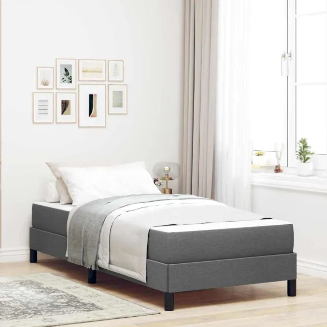 vidaXL Boxspringbed Donkergrijs 90 x 200 cm Stof