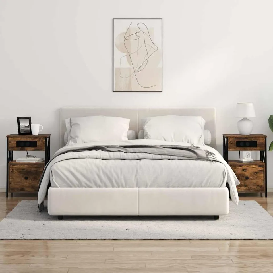 vidaXL Nachtkastje Gerookt eiken 40 x 31 x 60 cm Bewerkt hout, foto 3