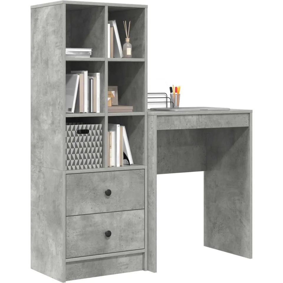 vidaXL Bureau Beton Grijs 105,5 x 34 x 127 cm 2 st