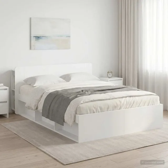 vidaXL Bedframe met opslag Wit 160 x 200 cm Bewerkt hout