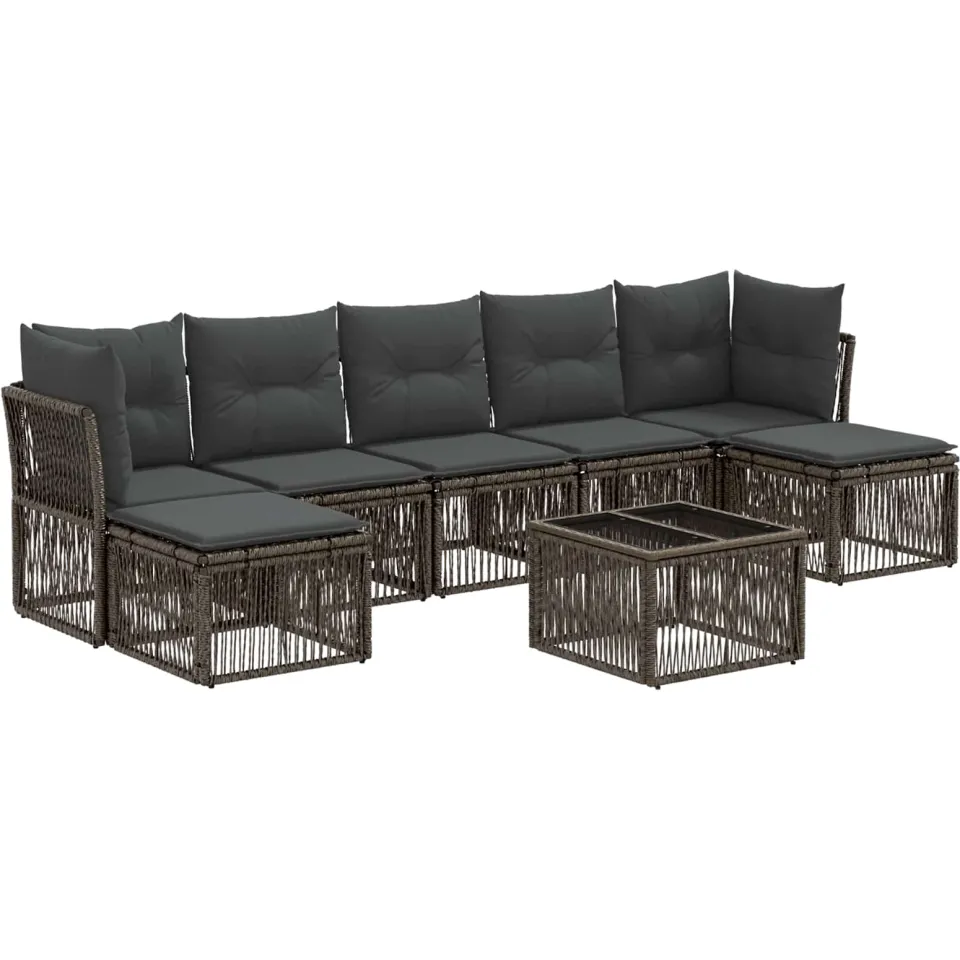 vidaXL Tuinbankenset 8 st Grijs poly rattan, foto 3