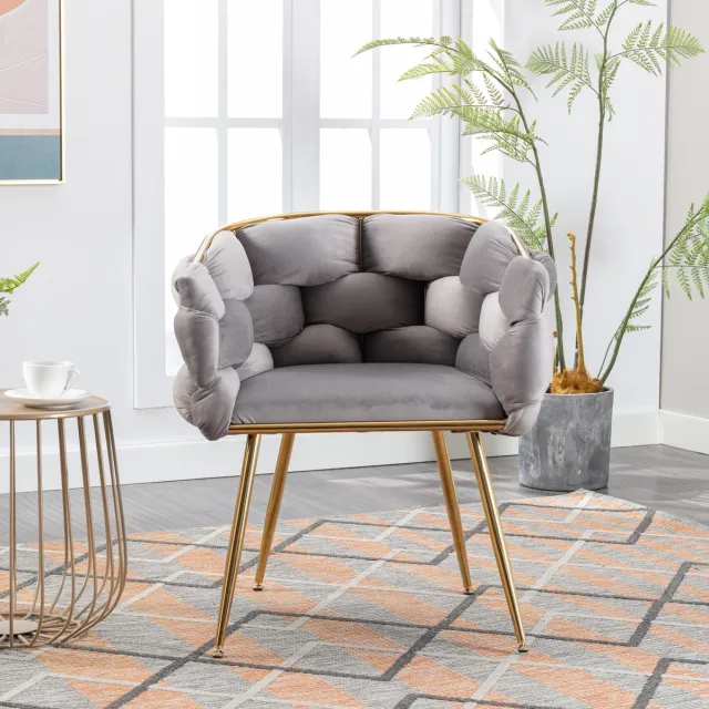 HAUSS SPOLE Fauteuil - Moderne Accentstoel Met Armleuningen - Niet Verstelbaar En Zacht Gevoerd - Voor Woonkamer En Slaapkamer - Velvet Grijs