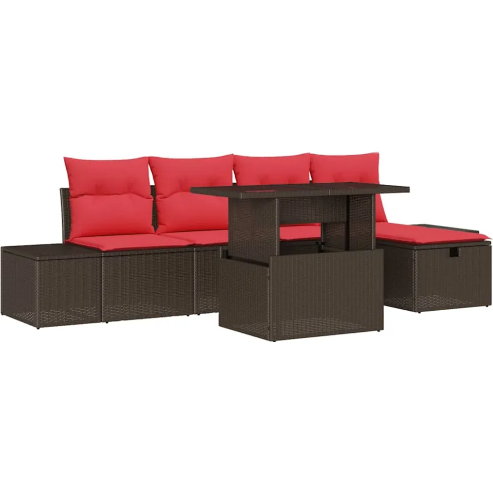 vidaXL Tuin Sofa Set 6 st poly rattan grijs, foto 4