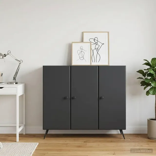 vidaXL Dressoir Zwart 89 x 34,5 x 80 cm Bewerkt hout