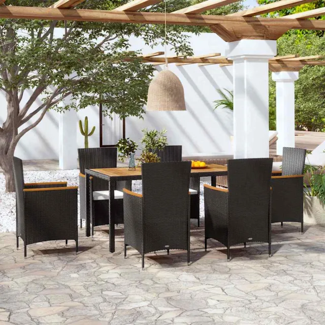 vidaXL 7-delige Tuinset met kussens poly rattan zwart, foto 2