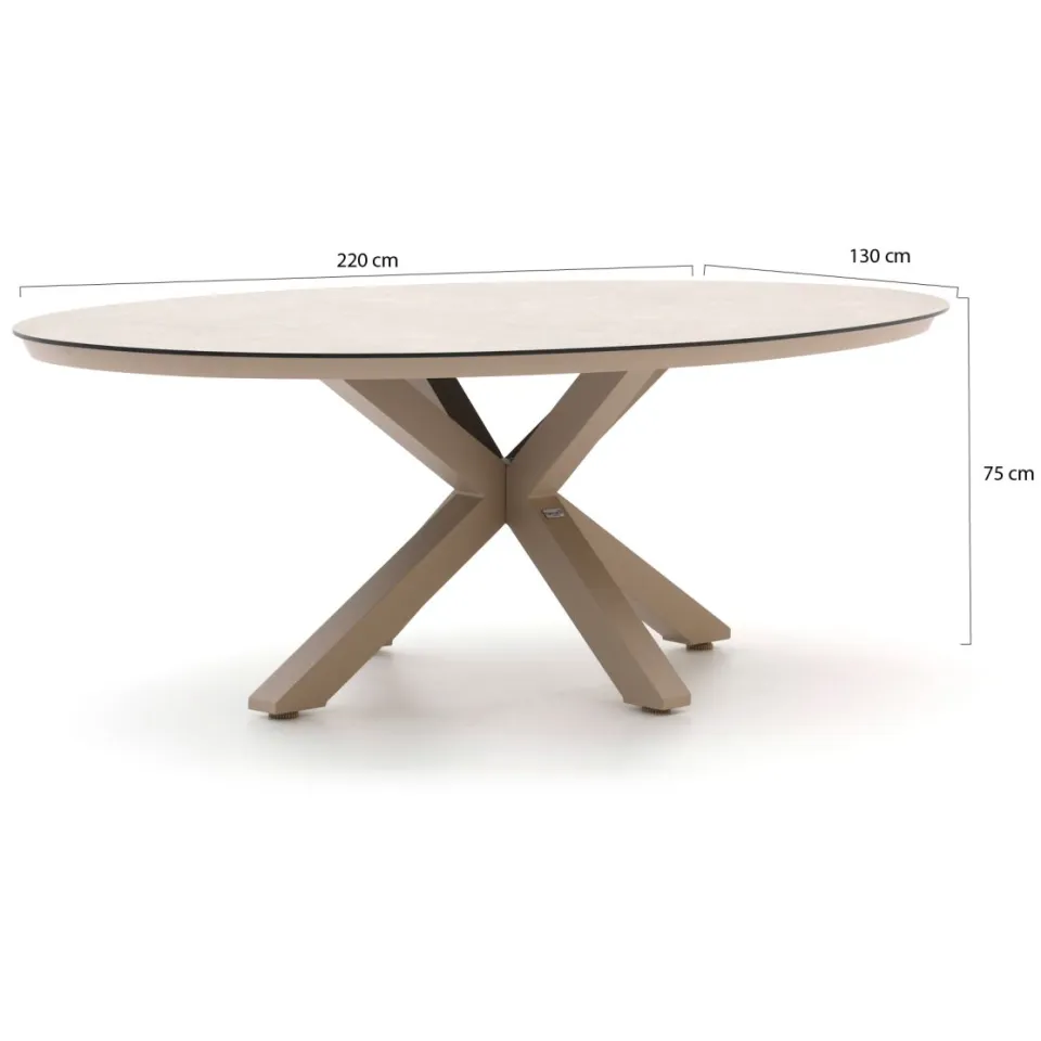 Tierra Outdoor SantaFe/Oblong 220cm dining tuinset 7-delig taupe, foto 3