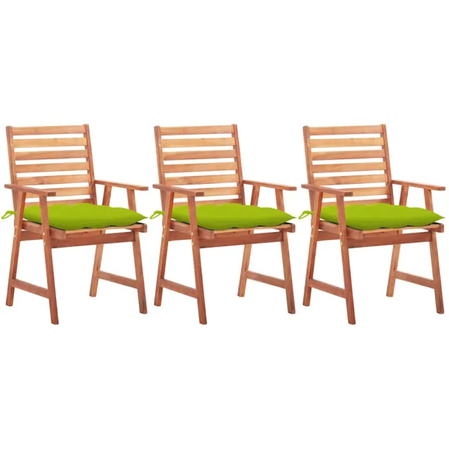 vidaXL Tuinstoelen 3 st met kussens massief acaciahout Groen