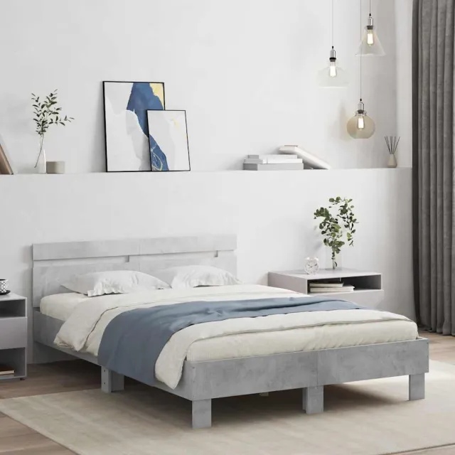 vidaXL Bedframe met hoofdeinde bewerkt hout betongrijs 120x190 cm