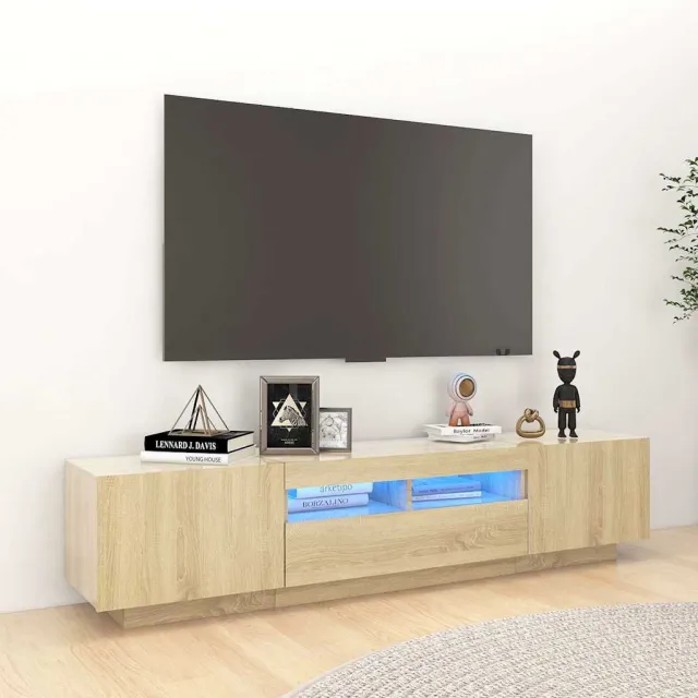 vidaXL Tv-meubel met LED-verlichting 180x35x40 cm sonoma eikenkleurig Bruin
