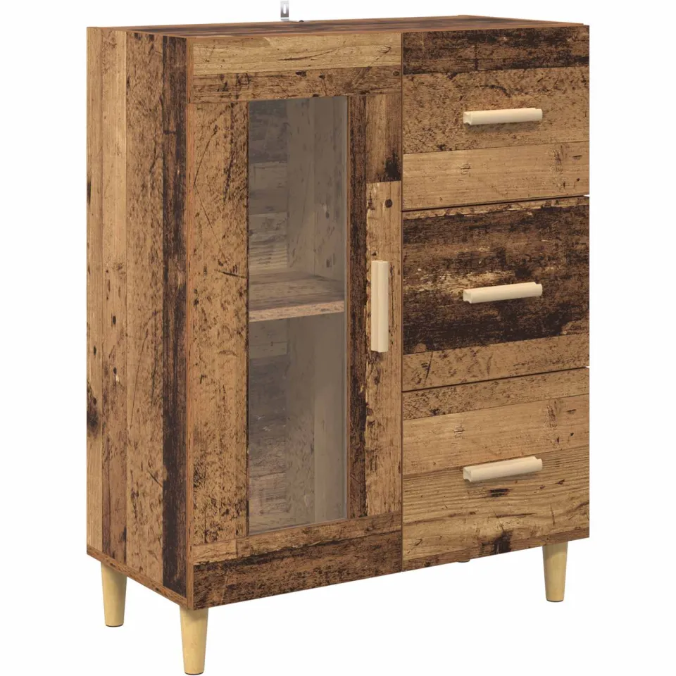 vidaXL Dressoir Oud Hout 69,5 x 34 x 90 cm Bewerkt hout bruin, foto 3