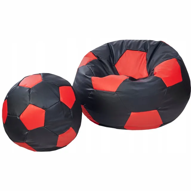 Cronen XXXL Voetbal Puf met Voetenbankje - Eco-leer Meerkleurig