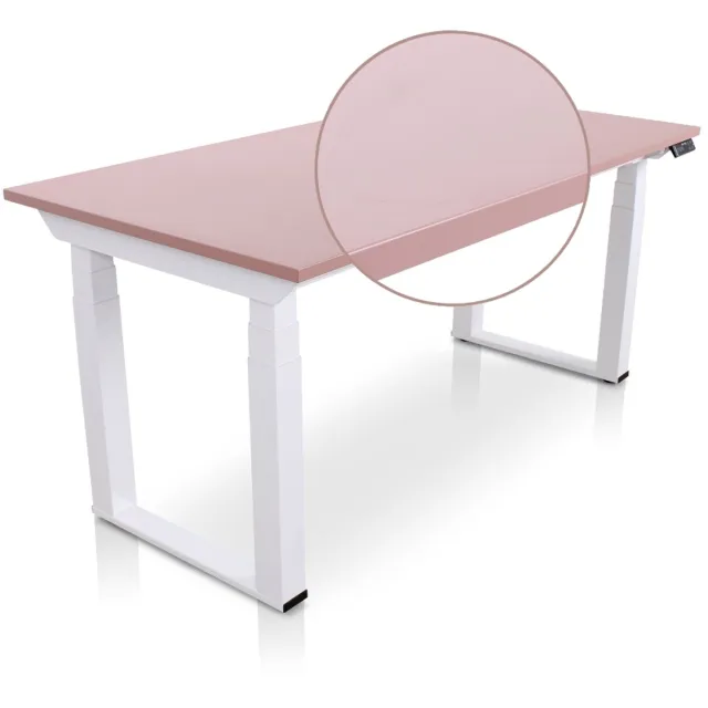 Multi Ratio Lineaflex MRC SOLID Zit-Sta Bureau – Elektrisch Verstelbaar – 160x80 cm – Blad Dusty Rose – Wit Frame – ARBO Norm NEN-EN 527 – Met memorybediening – 200 KG Draagvermogen – 130 cm Hoog