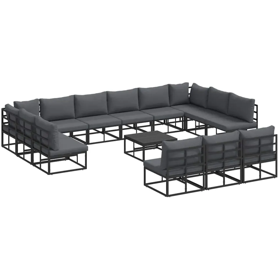 vidaXL Tuinbankenset 14 st Zwart Aluminium