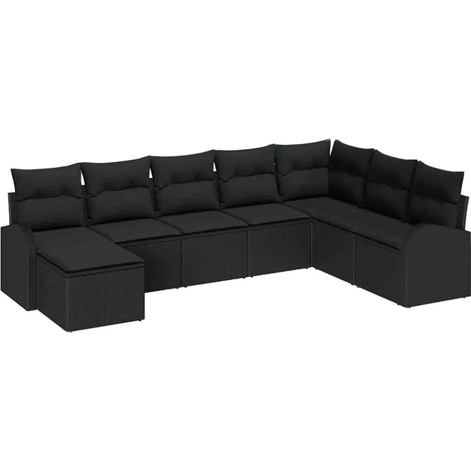 vidaXL Tuin Sofa Set 8 st Zwart [Synthetisch]: Poly Rattan