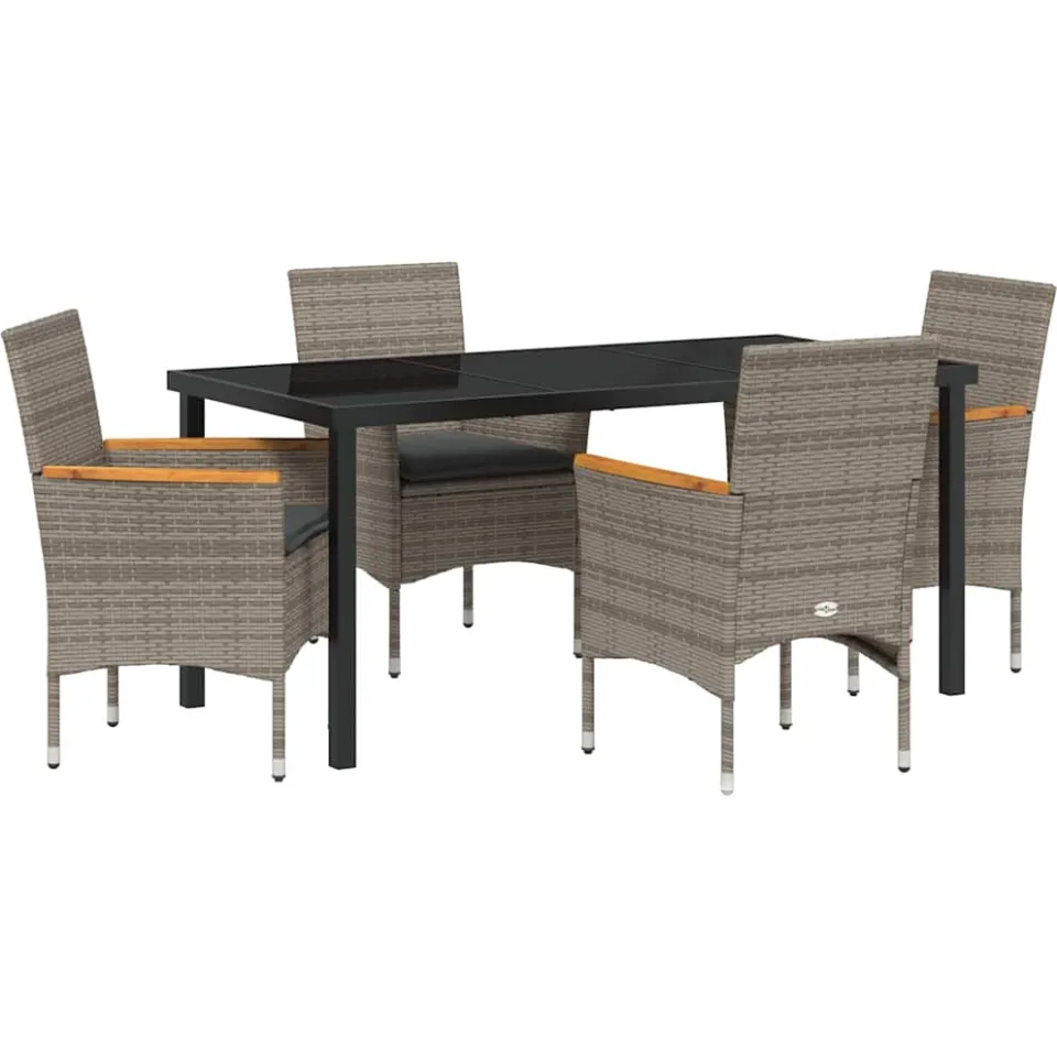 vidaXL Tuin eettafelset 5 st Grijs poly rattan