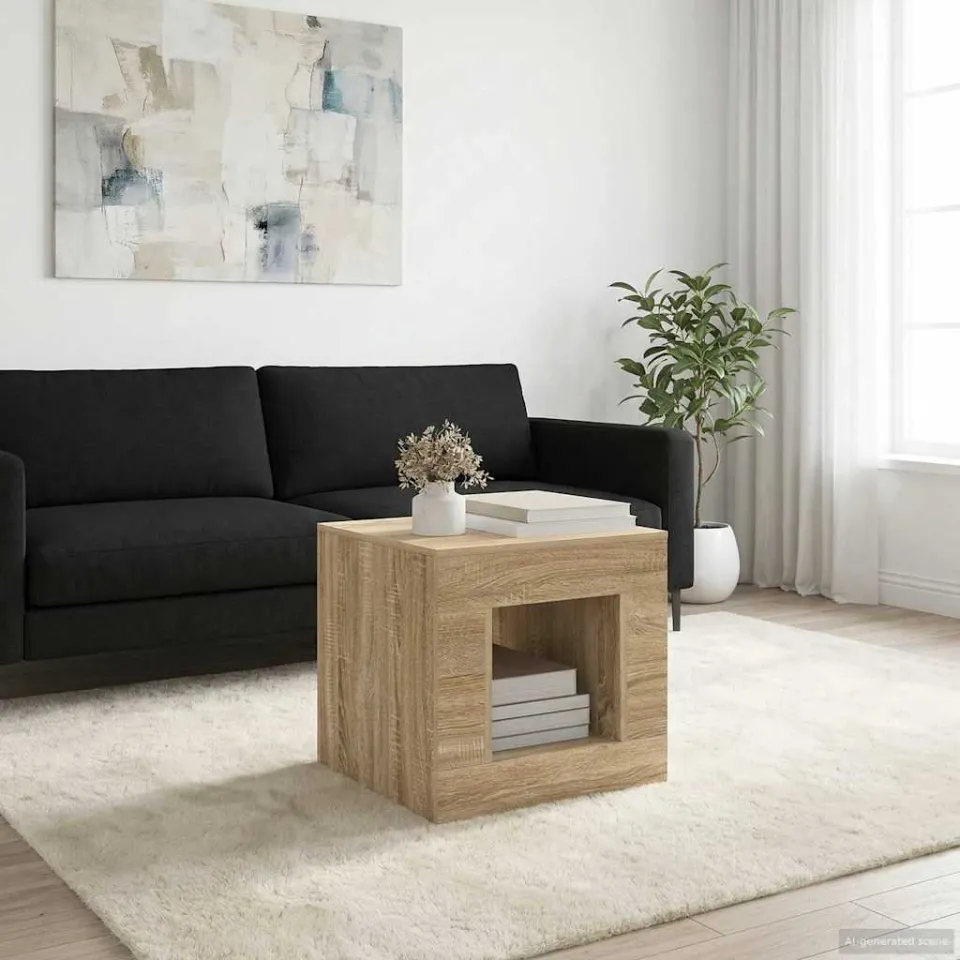 vidaXL Salontafel Sonoma Eiken 51.5 x 50 x 50 cm Bewerkt hout, foto 4