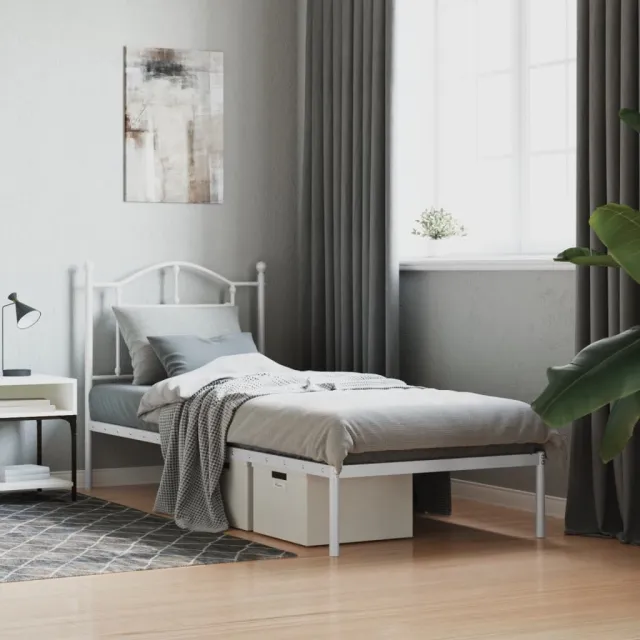 vidaXL Bedframe met hoofdbord metaal wit 80x200 cm